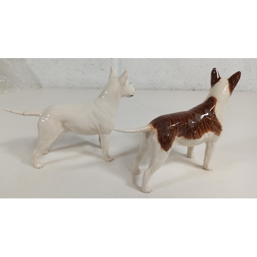 109 - Vintage Beswick White Bull Terrier and Brown and White Small Repairs to White Terrier Tail