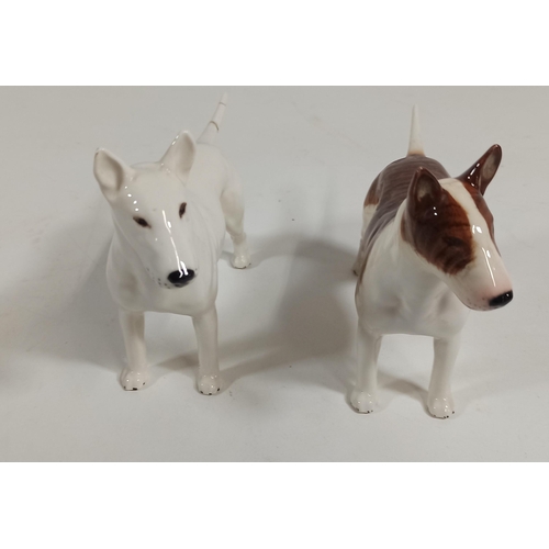 109 - Vintage Beswick White Bull Terrier and Brown and White Small Repairs to White Terrier Tail