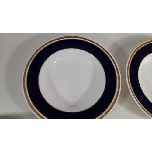 20 - Circa 1800s Minton Meat Platters Royal Blue and Gold Edging both Crested with  2 x Matching Soup Bow... 