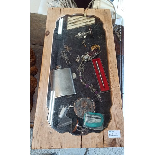 135 - Offering Box with Assorted Items Including Jewellery, Hip Flask, Cans and More 58 x28 x9cm