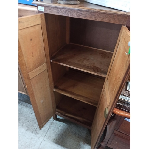 129 - Tall Vintage Wooden  Shelf Unit with Doors 127cm H x 57cm W x 41cm - Needs Top Restoration