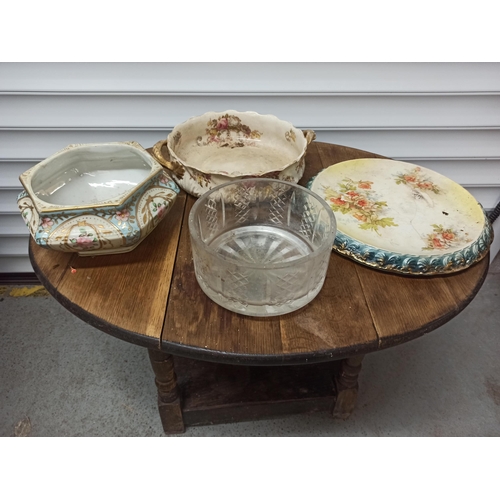 865 - Serving Platter , Tureens and Glass Fruit Bowl