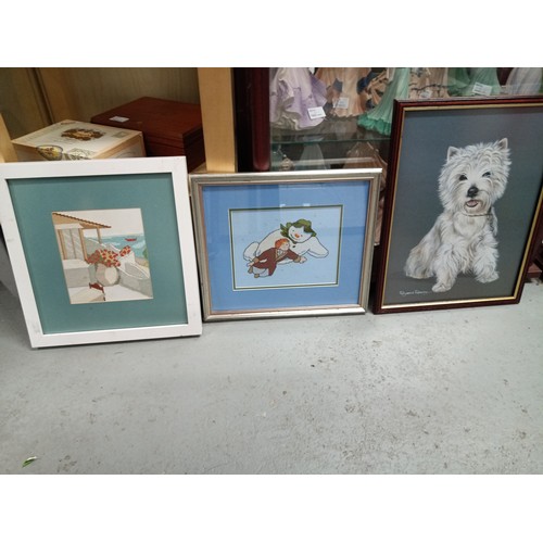 975 - 2 x Embroideries and a picture of a West Highland Terrier