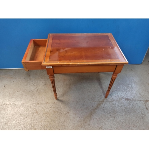 890 - Glass Topped Occasional Table with Drawer 48cmH, 58cm W, 42cm D