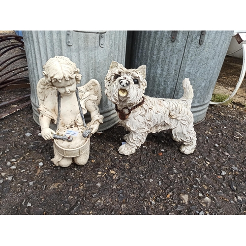 280 - 2 x Resin Garden Ornaments - West Highland Terrier and an Angel