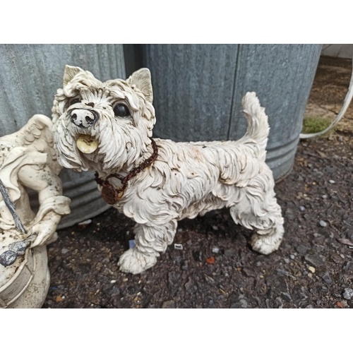 280 - 2 x Resin Garden Ornaments - West Highland Terrier and an Angel