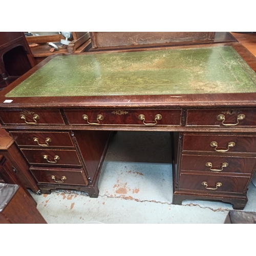 895 - A Leather Topped Pedestal Desk 76  135 x 72cm