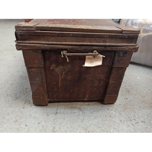 937 - A Metal and Wood Bound Trunk - LT R Shephard Royal  Artillery 110 x 28 x 36cm