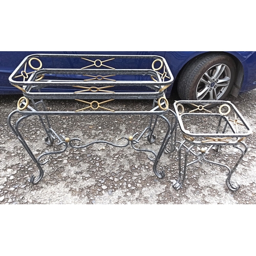 247 - A Metal Table Frame and Matching Occasional Table Frame - No Glass