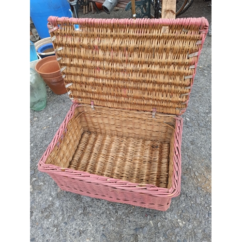 222 - Large Wicker Hamper Basket 38cm x 78cm x 54cm