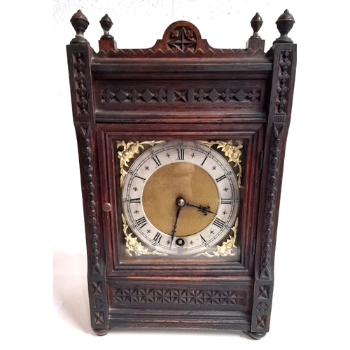 419 - An Oak Cased Antique Winterhalder & Hofmier Mantle Clock with Key - Some Damage as Pictured and Some... 