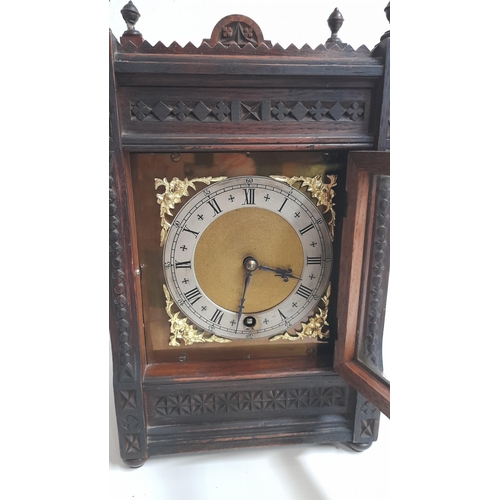 419 - An Oak Cased Antique Winterhalder & Hofmier Mantle Clock with Key - Some Damage as Pictured and Some... 