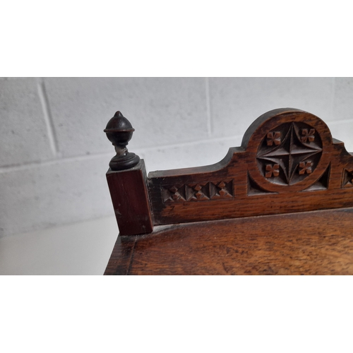 419 - An Oak Cased Antique Winterhalder & Hofmier Mantle Clock with Key - Some Damage as Pictured and Some... 