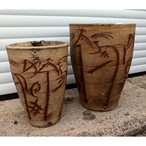 289 - A Pair of Garden Pots  Largest 54cm H x 40cm W, Small 43cm H x 32cm W