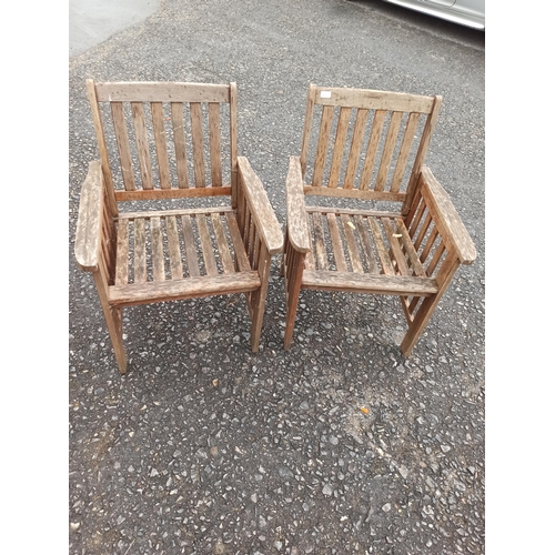 233 - 2 x Wooden Slated Garden Chairs - In some need of Attention