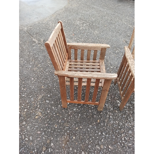 233 - 2 x Wooden Slated Garden Chairs - In some need of Attention