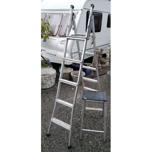 180 - An Aluminium Step Ladder and a Set of Steps