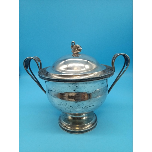 469 - A Russian Silver Lidded Pot 584 Grams - Marked 1820 18cm H x 16cm W (22cm inc. Handles)