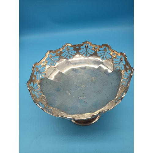 472 - A Hallmarked Silver Footed Bowl - Marked AWS-CMS (not filled) 1889 - 1914,  273 Grams. 14cm H x 18cm... 