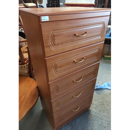 1025 - Chest of 5 x Drawers 125cm x 58cm x 42cm