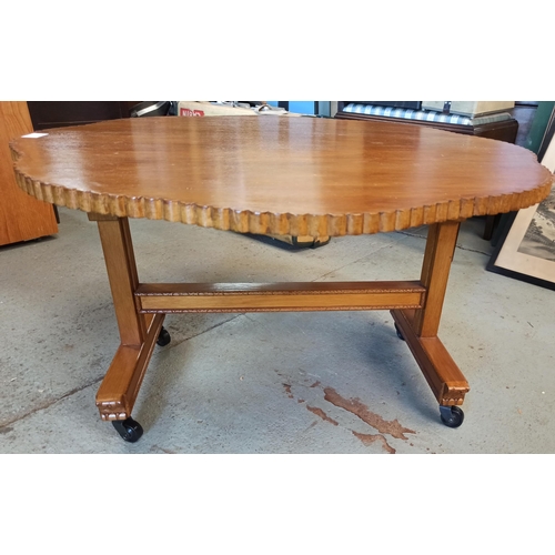 960 - Light Oak Coffee Table on Castors with Delicate Detailing to Stand