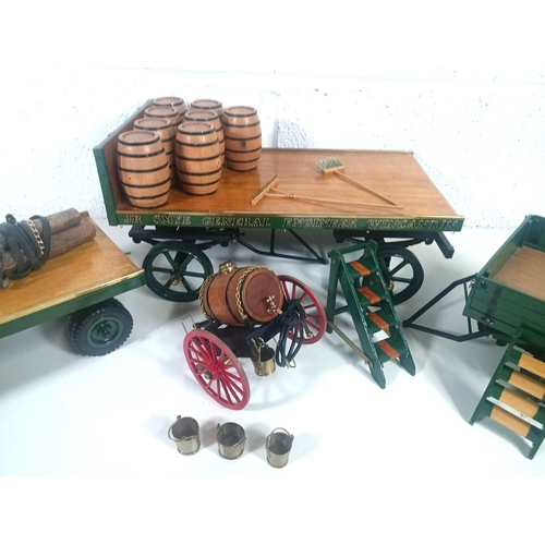 1109 - Scratch Built Wagons and Water Bowser/ Fire Cart - Largest JR Smye Wincanton 33 x 17 x18cm