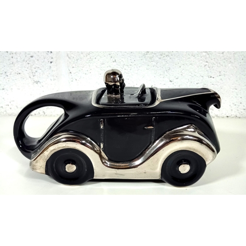 401 - A 1930's Sadler Black and Silver Racing Car Teapot 