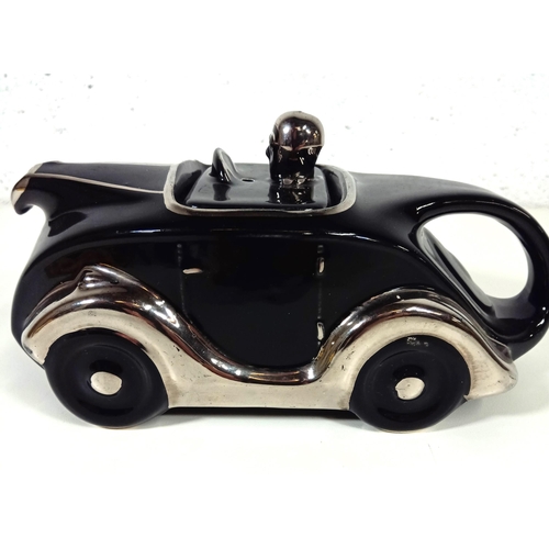 401 - A 1930's Sadler Black and Silver Racing Car Teapot 