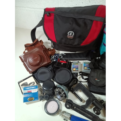 555 - A Glory Box of Camera Equipment, Bags, Microphones, Filters etc.