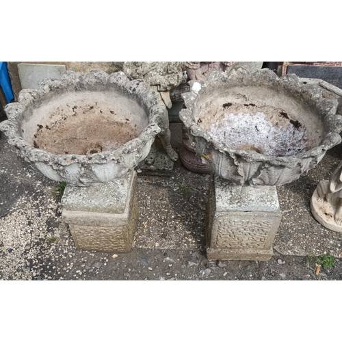 267 - 2 x Garden Planters on Stands 68cm Tall, 48cm Diameter