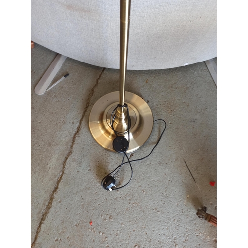 1017 - A Tall Brass Effect Standard Lamp With Opaque Glazed Shade