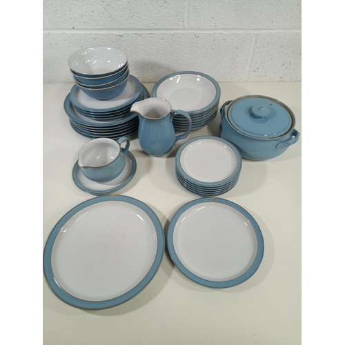 950 - A Quantity of Denby Colonial Blue Dinnerware - 1 x chipped Dinner Plate and side plate as pictured