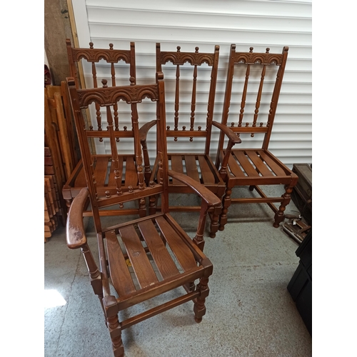 439 - A Set of Ercol 517 Yorkshire High Back Dining Chairs ( 2 Carvers, 2 Chairs)