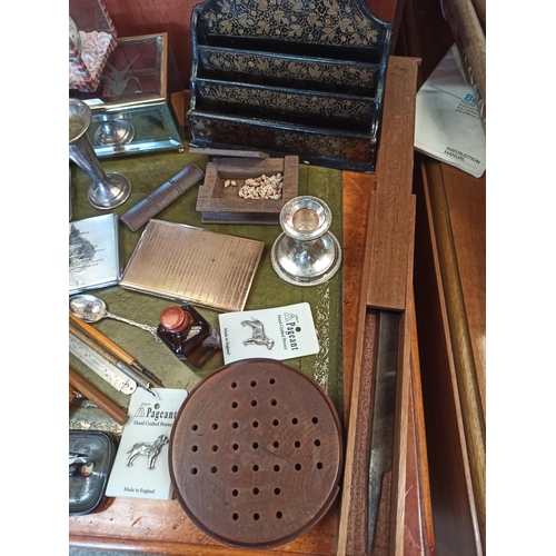 909 - Mixed Glory Box including Cigarette Cases , Candle Sticks, Cribbage Board, Letter Rack and Much More