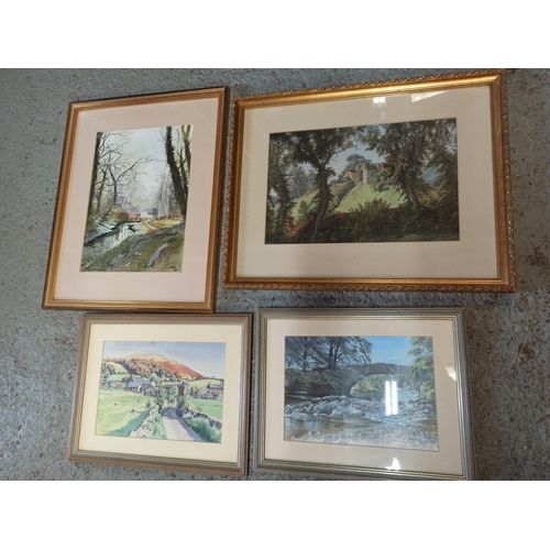 975B - Water Colours of Country Scenes x 4