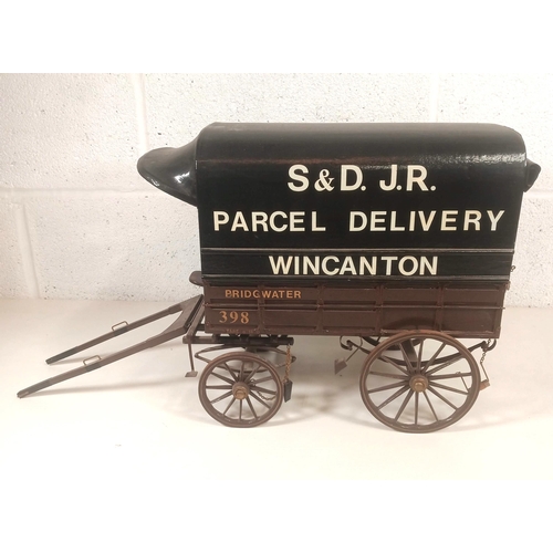 1110 - A Scratch Built Wagon Sign Written S & D JR Parcel Delivery Wincanton 56 x 32 x 22cm