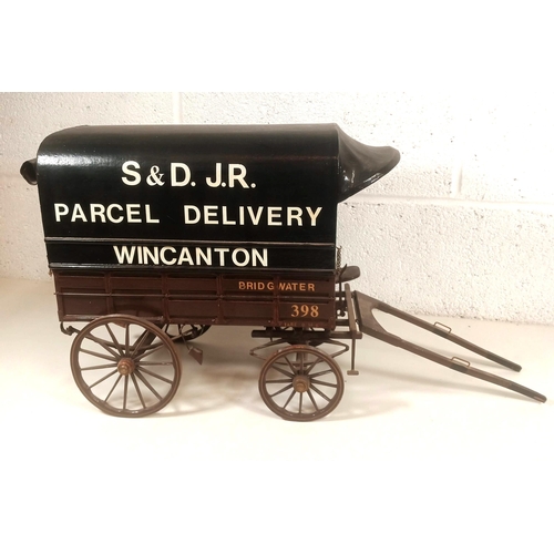 1110 - A Scratch Built Wagon Sign Written S & D JR Parcel Delivery Wincanton 56 x 32 x 22cm