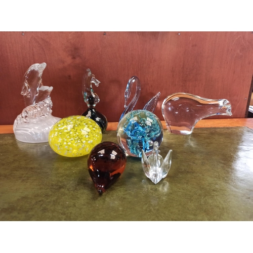 898 - Glass Paper Weights and Ornaments x 8