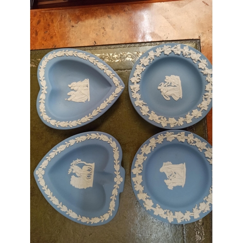 899 - Quantity of Wade Whimsies x 4 Wedgewood Blue Jasper Pin Trays