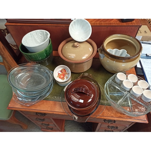 911 - Kitchenalia Including Casserole Pots, Pyrex Egg Cups Serving Dishes  and Much More