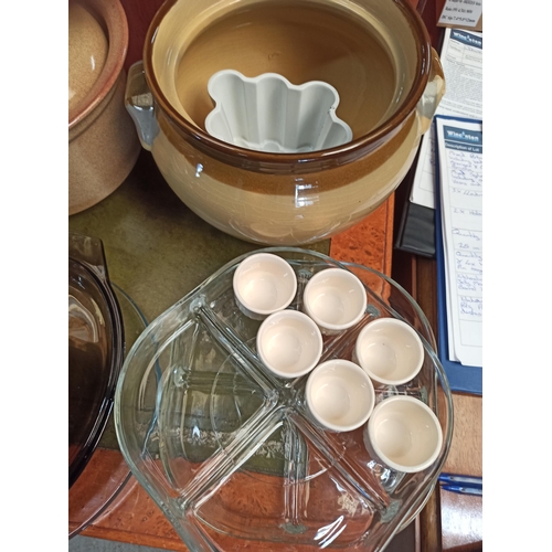 911 - Kitchenalia Including Casserole Pots, Pyrex Egg Cups Serving Dishes  and Much More