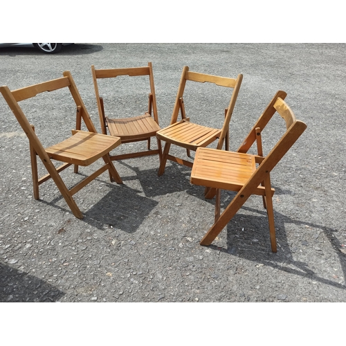 298 - Matching Folding Hardwood Garden Chairs x 4 ( 1 chair in need of repair)