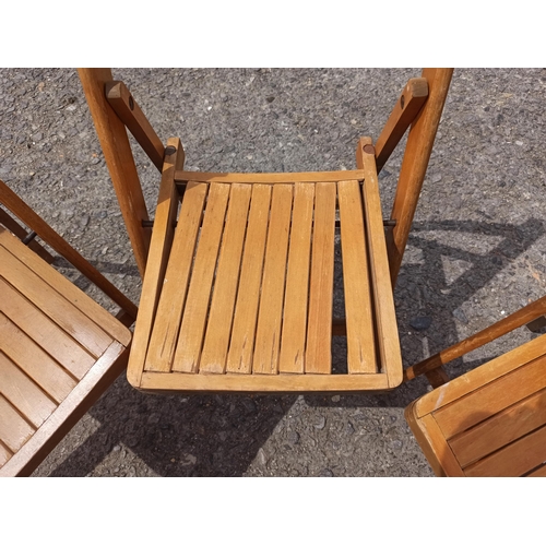 298 - Matching Folding Hardwood Garden Chairs x 4 ( 1 chair in need of repair)