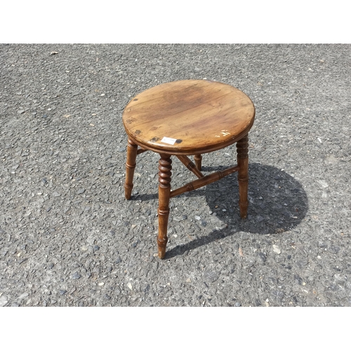 896 - Antique Oak Round Stool/ Lamp Table