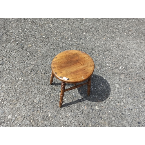 896 - Antique Oak Round Stool/ Lamp Table