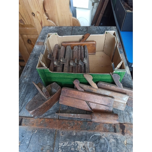 162 - A Box of Vintage Planes and A Vintage Hand Drill