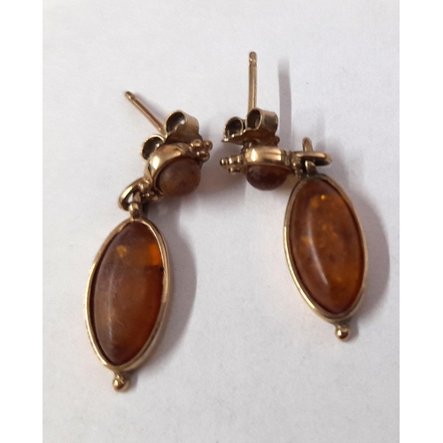 467 - 9 Carat Gold Amber Earrings