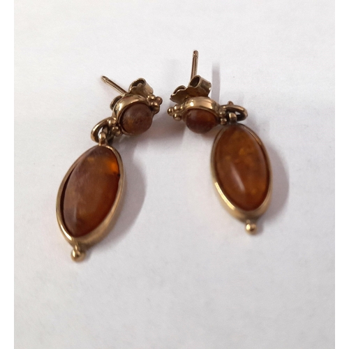 467 - 9 Carat Gold Amber Earrings