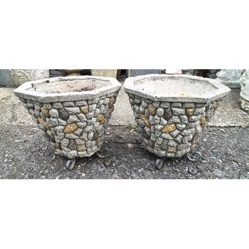 266 - Concrete Garden Pots on Stands x 2,  39cm  Wide and 36cm Tall