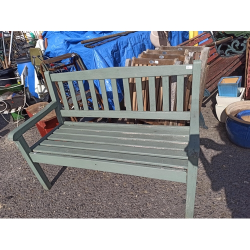 237 - Green Painted Garden Bench - Needs Slight Attention